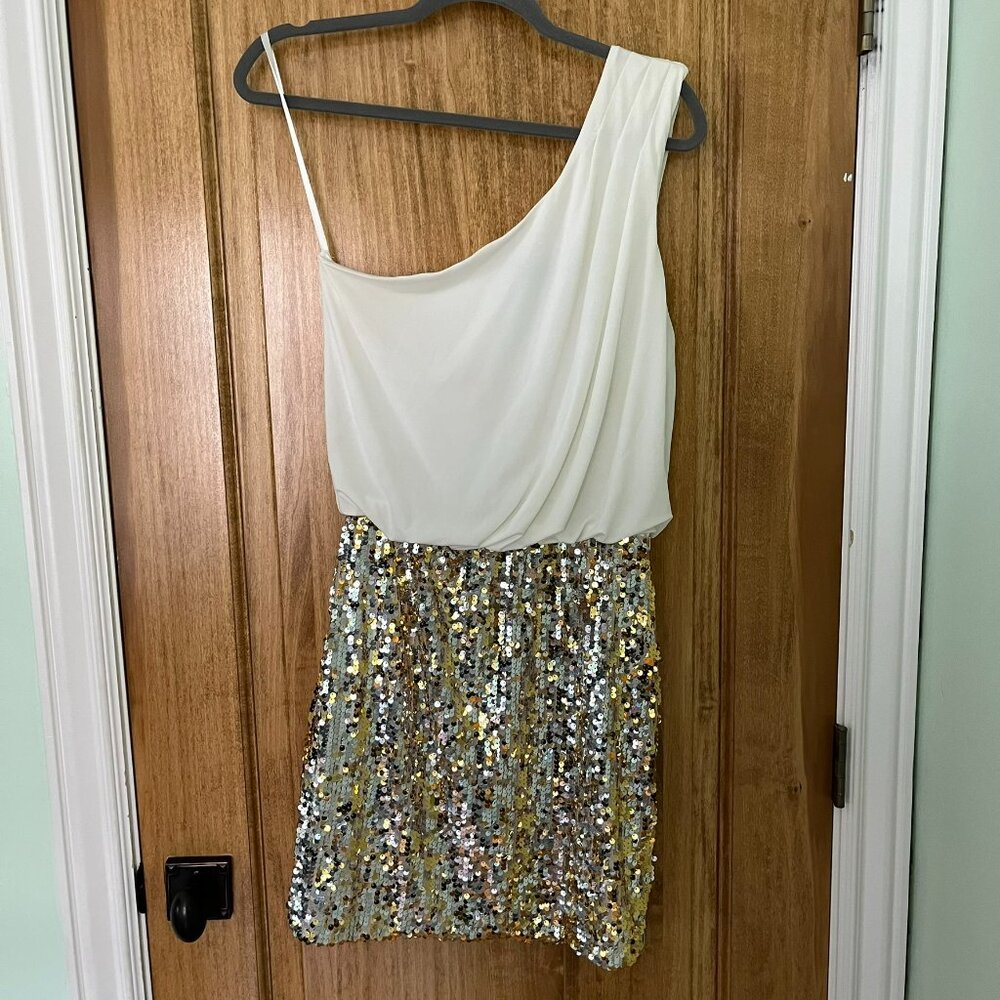 Nordstrom | City Studio One-shoulder Ruched Sequin Mini Dress | Medium